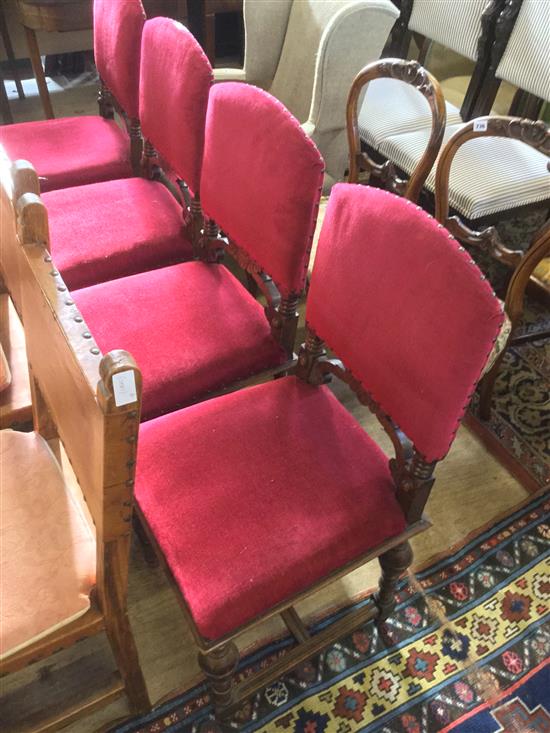 Set of 4 1930s oak chairs